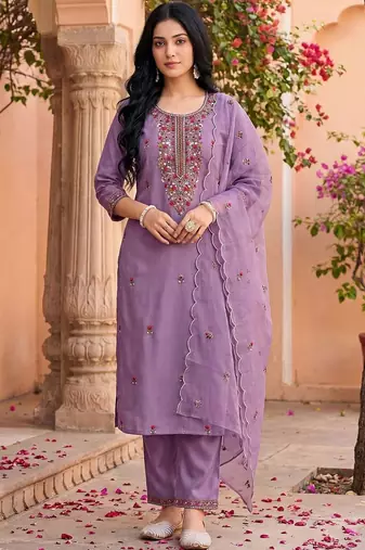 Women Ethnic Motifs Embroidered Regular Thread Work Kurta with Trousers & With Dupatta
