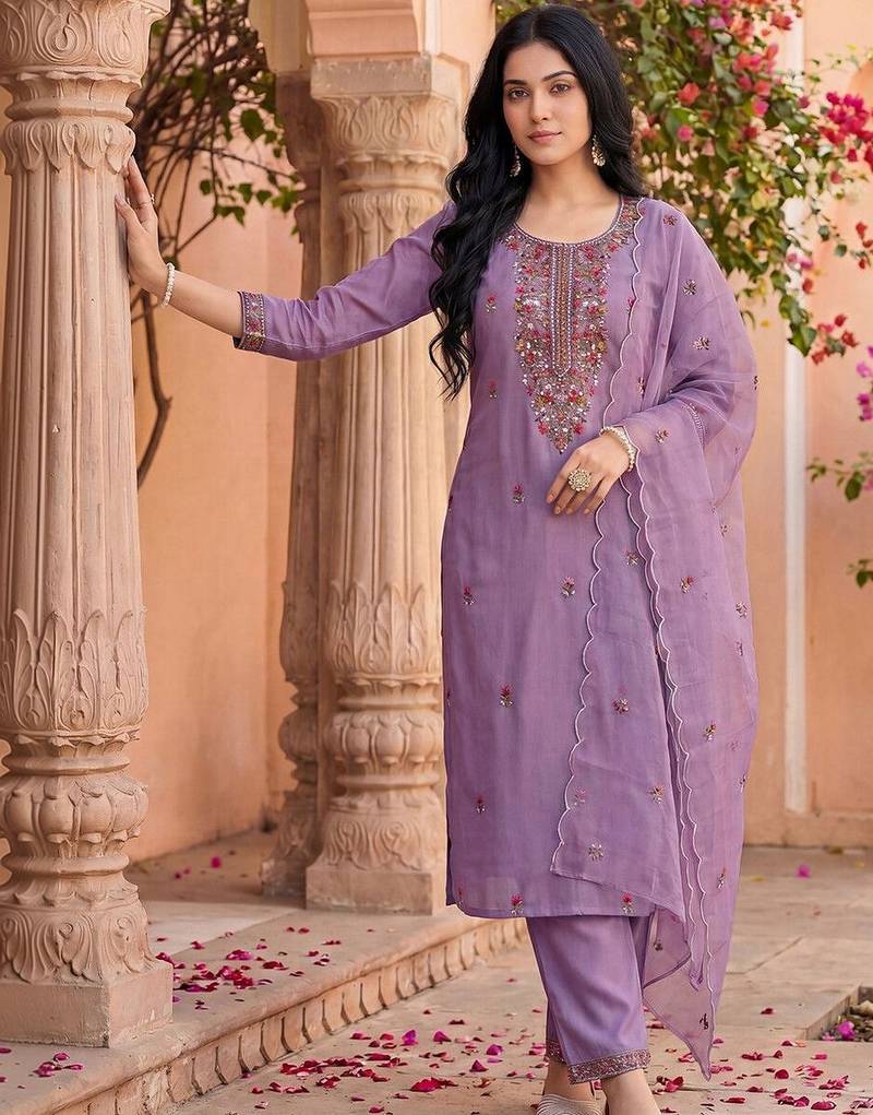 Women Ethnic Motifs Embroidered Regular Thread Work Kurta with Trousers & With Dupatta