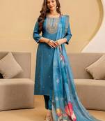 Women Ethnic Motifs Embroidered Regular Thread Work Kurta with Trousers & With Dupatta