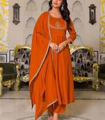 Women Ethnic Motifs Embroidered Empire Thread Work Kurta with Trousers & With Dupatta