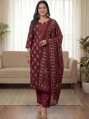 Women Ethnic Motifs Printed Regular Kurta with Trousers & With Dupatta 1