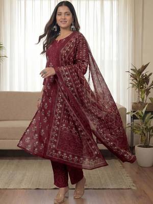 Women Ethnic Motifs Printed Regular Kurta with Trousers & With Dupatta 4