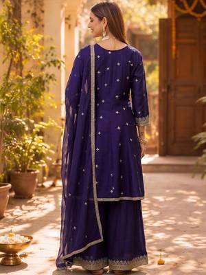 Women Ethnic Motifs Embroidered Regular Kurta with Sharara & With Dupatta 2