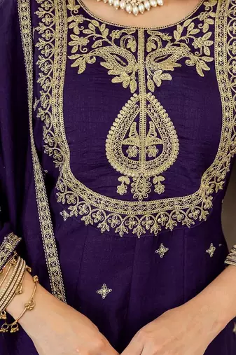 Women Ethnic Motifs Embroidered Regular Kurta with Sharara & With Dupatta