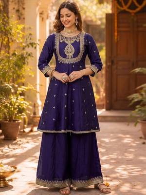 Women Ethnic Motifs Embroidered Regular Kurta with Sharara & With Dupatta 5