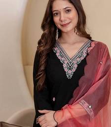 Women Ethnic Motifs Embroidered Kurta with Trousers & With Dupatta