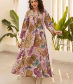 Printed Light Pink Cotton Blend Co Ords for Women