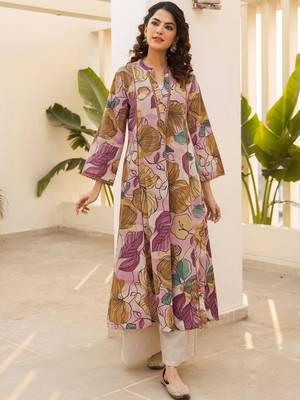 Printed Light Pink Cotton Blend Co Ords for Women 2