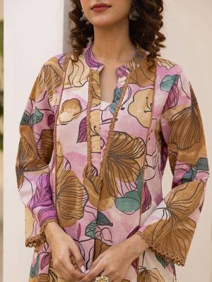 Printed Light Pink Cotton Blend Co Ords for Women 7