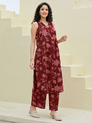 Printed Brown Cotton Co Ords for Women 3