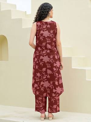 Printed Brown Cotton Co Ords for Women 5