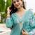 Floral Embroidered V-Neck Thread Work Straight Kurta With Trouser & Dupatta