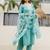 Floral Embroidered V-Neck Thread Work Straight Kurta With Trouser & Dupatta