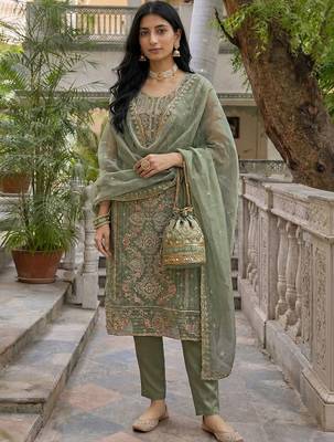 Women Ethnic Motifs Embroidered Regular Kurta with Trousers & With Dupatta 1