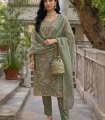 Women Ethnic Motifs Embroidered Regular Kurta with Trousers & With Dupatta