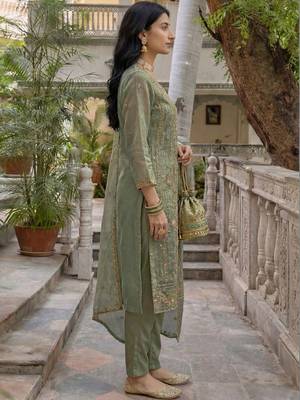 Women Ethnic Motifs Embroidered Regular Kurta with Trousers & With Dupatta 6