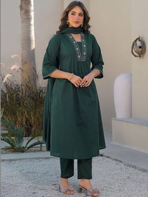 Women Ethnic Motifs Embroidered Regular Thread Work Kurta with Trousers & With Dupatta 6