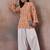 Printed Peach Viscose Rayon Farsi Salwar Co Ords for Women