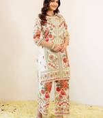 Floral Printed Off White Viscose Rayon Co Ords for Women