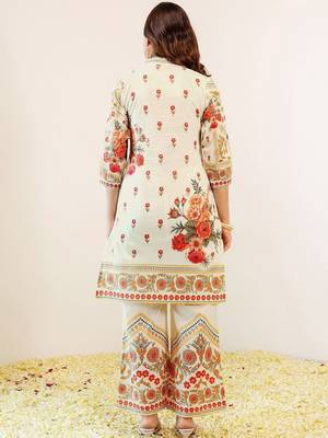 Floral Printed Off White Viscose Rayon Co Ords for Women 2