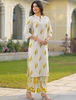 Printed Off White Cotton Blend Co Ords for Women 6