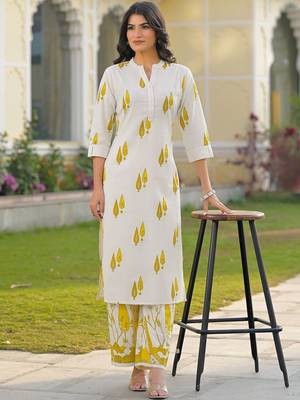 Printed Off White Cotton Blend Co Ords for Women 7