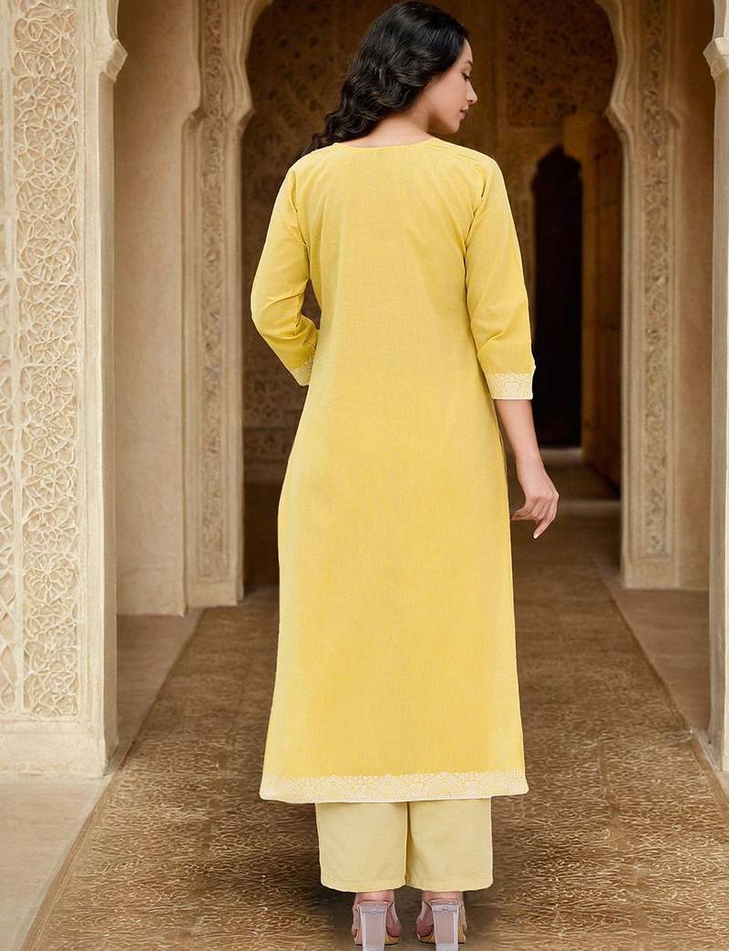 Floral Woven Design Straight Kurta With Trousers & Dupatta
