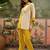 Embroidered Mustard Cotton Blend Co Ords for Women