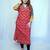 Cotton Red Dabu Handblock Printed Long Kurti for Women