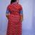 Cotton Red Dabu Handblock Printed Long Kurti for Women