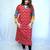 Cotton Red Dabu Handblock Printed Long Kurti for Women