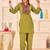 Embroidery Lace Mustard Yellow Rayon Co Ords for Women