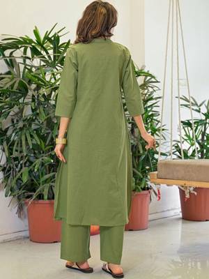 Embroidered Pista Green Viscose Rayon Co Ords for Women 2