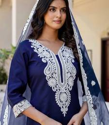 Women Floral Embroidered Kurta with Palazzo & Dupatta