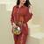 Embroidered Maroon Cotton Co Ords for Women