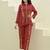 Embroidered Maroon Cotton Co Ords for Women