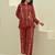 Embroidered Maroon Cotton Co Ords for Women