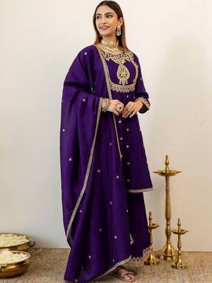 Women Ethnic Motifs Embroidered Regular Kurta with Palazzos & With Dupatta 1