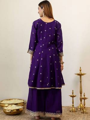 Women Ethnic Motifs Embroidered Regular Kurta with Palazzos & With Dupatta 3
