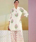 Printed White Cotton Blend Co Ords for Women