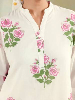 Printed White Cotton Blend Co Ords for Women 4