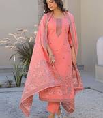 Women Ethnic Motifs Printed Regular Kurta with Trousers & With Dupatta