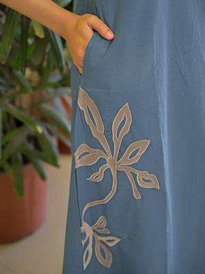 Embroidered Dusty Blue Viscose Rayon Co Ords for Women 5