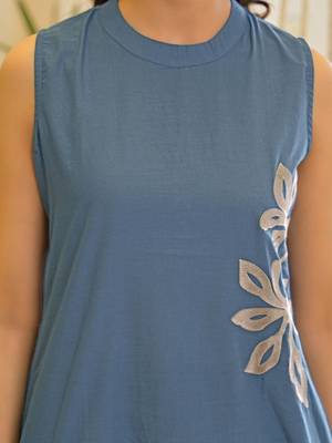 Embroidered Dusty Blue Viscose Rayon Co Ords for Women 7