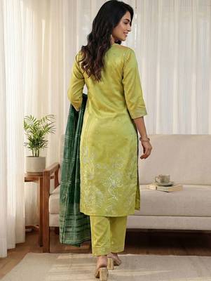 Ethnic Motifs Embroidered Thread Work Kurta with Trousers & With Dupatta 3