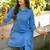 Embroidered Dark Sky Blue Viscose Rayon Co Ords for Women