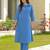 Embroidered Dark Sky Blue Viscose Rayon Co Ords for Women