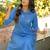 Embroidered Dark Sky Blue Viscose Rayon Co Ords for Women