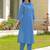 Embroidered Dark Sky Blue Viscose Rayon Co Ords for Women