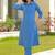 Embroidered Dark Sky Blue Viscose Rayon Co Ords for Women